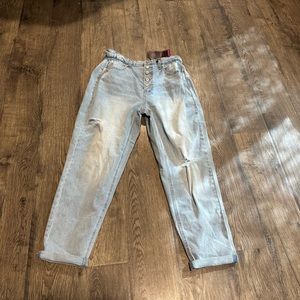 Women's size 11, elastic waist, high-rise, light blue, NoBo jeans.